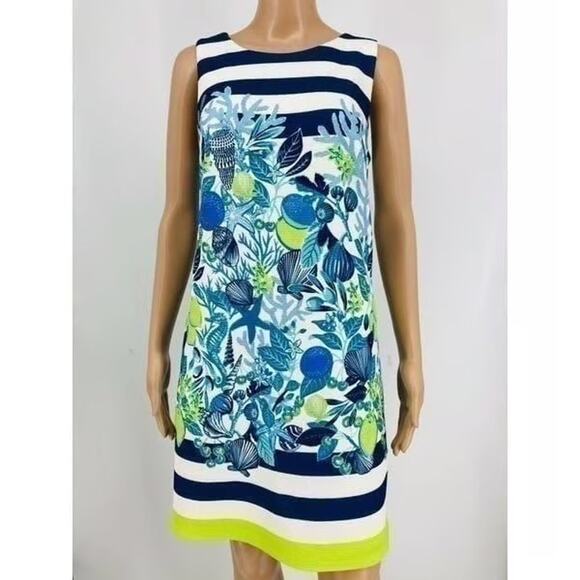 Eliza J Blue Tropical Floral Sheath Dress Sz.14 NWT - Picture 1 of 12